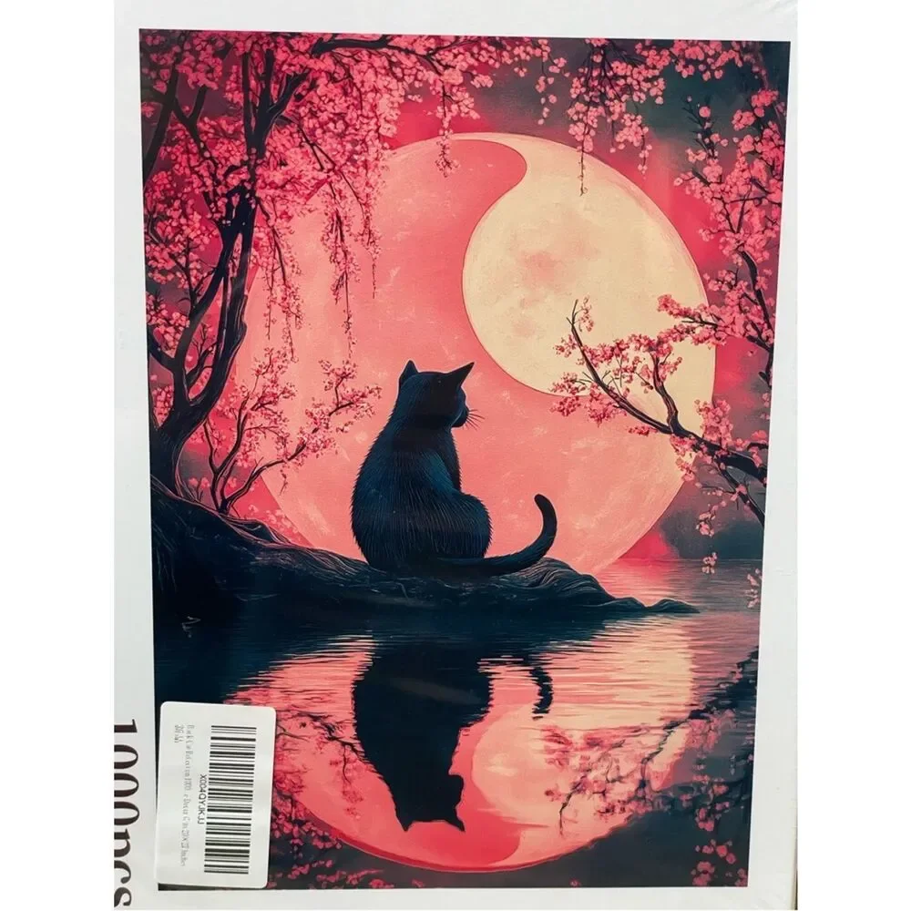 Cat & Moon 1000 Piece Jigsaw Puzzle - Pink & Orange Landscape Designs *New*